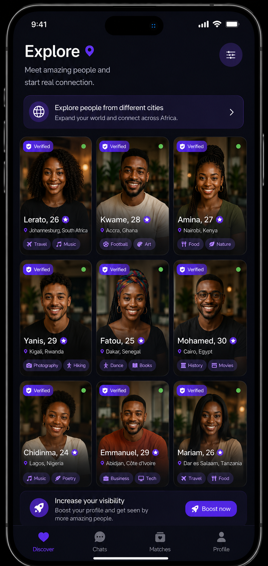 Jollof Hearts app screen
