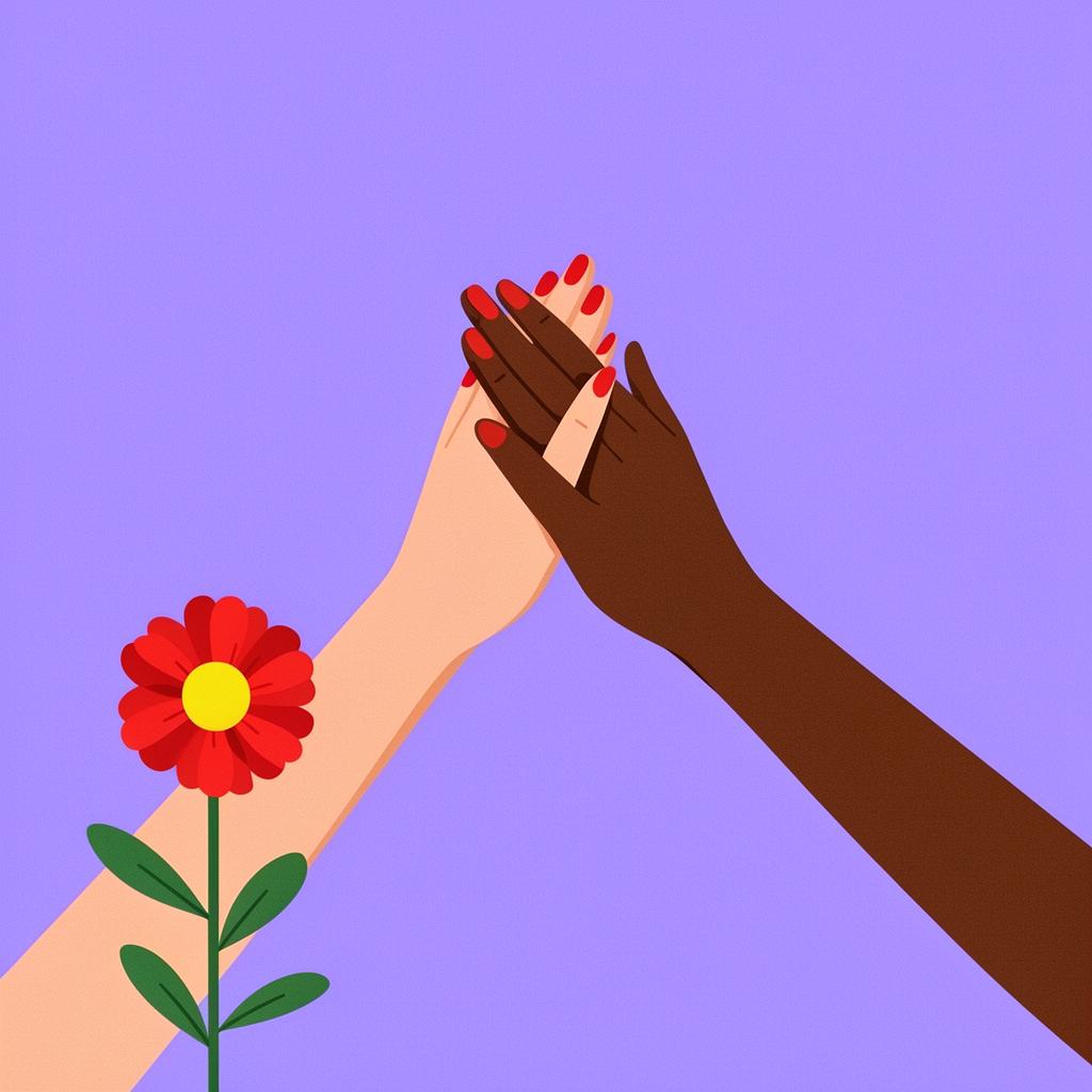 Two diverse hands giving a high-five